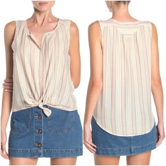 Lucky brand Striped tie tank top S - Picture 1 of 7